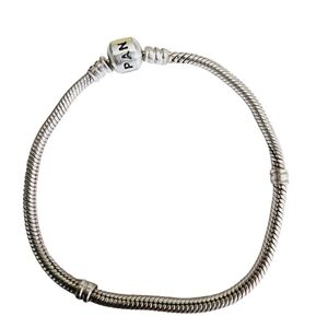 Pandora Moments Barrel Clasp Snake Chain Bracelet 7.5" Sterling Silver 925 ALE